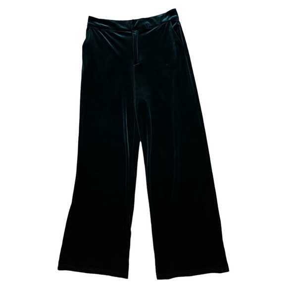 NWOT Green Velvet High Waist Wide Leg Pants L - Picture 1 of 12